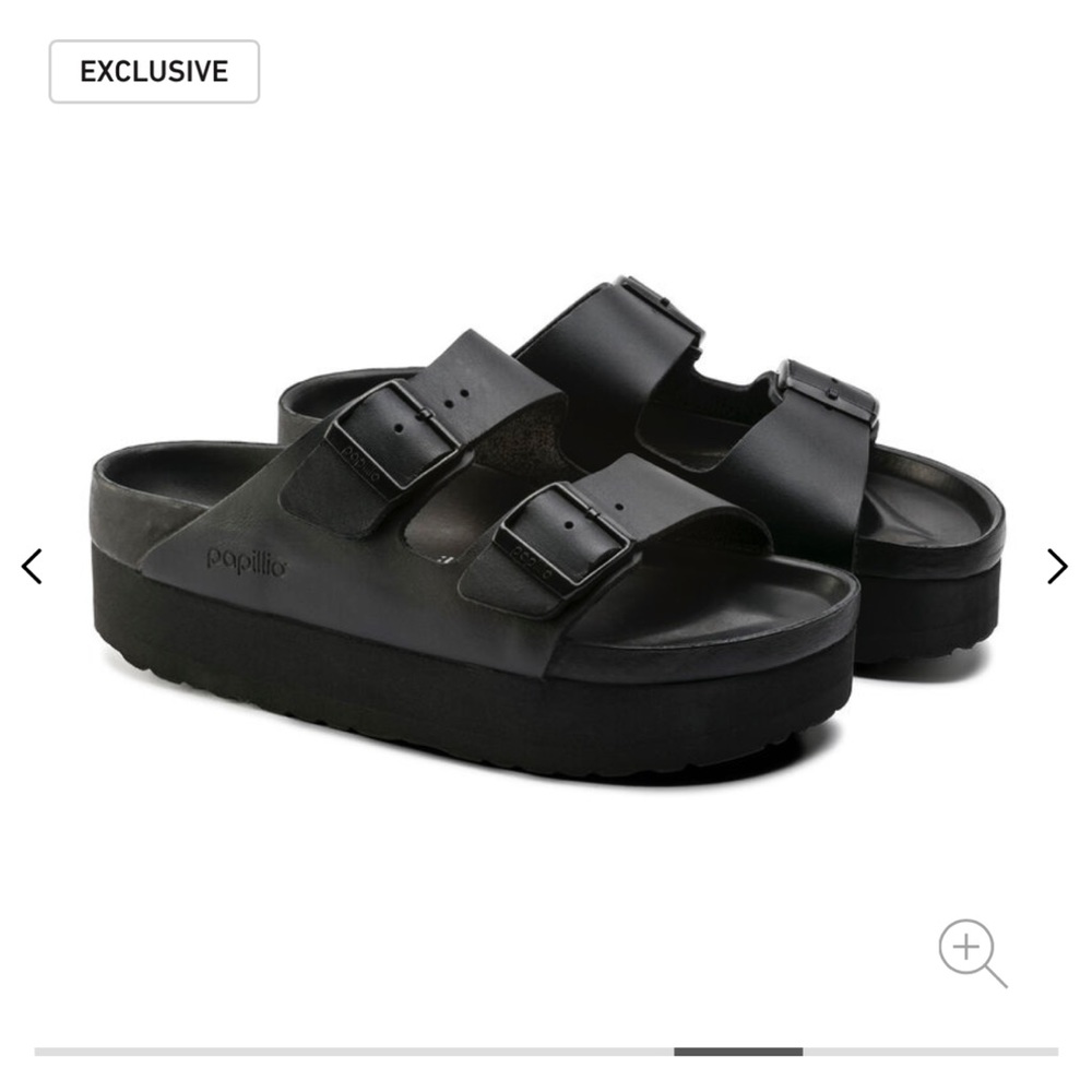 Black Birkenstock Arizona Leather Platform shoes